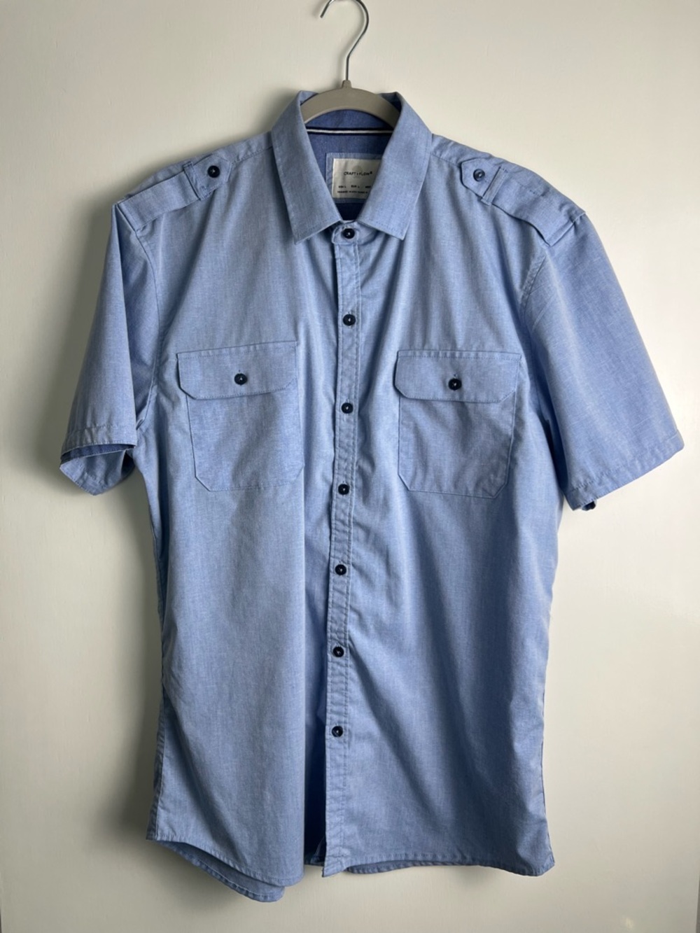 Craft + Flow Blue Nautical Beach Vacation Short Sleeve Button Down